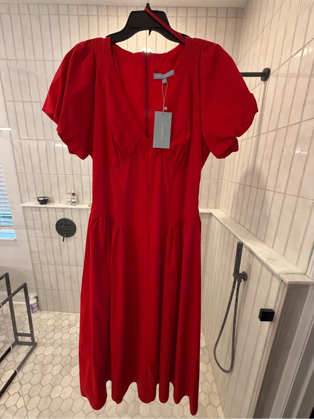 ANTONIO MELANI Red V-Neck Puff Sleeve Maxi Dress - Picture 4 of 7